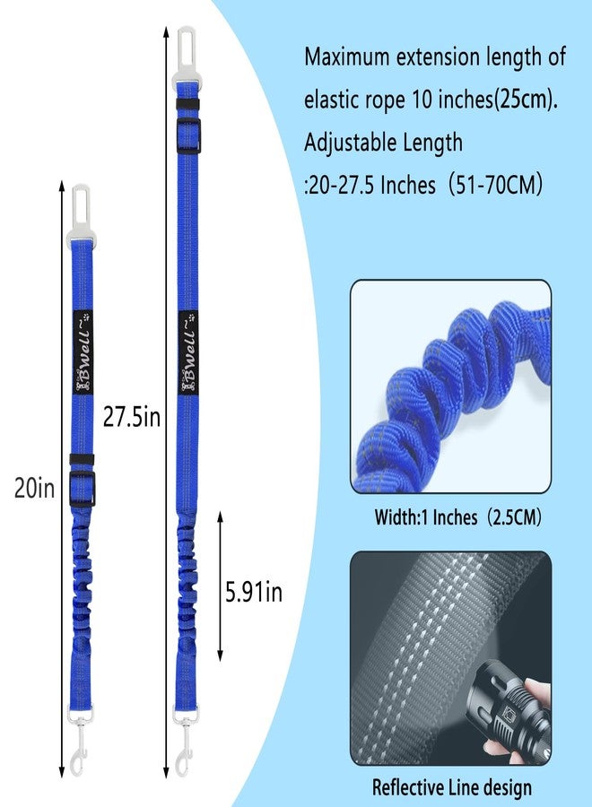 IBWell Dog Seat Belt for Car with Elastic Bungee Leash, Car Leash Car Seat Belt for Dogs (Blue, 2PCS-27.6") - Image 2